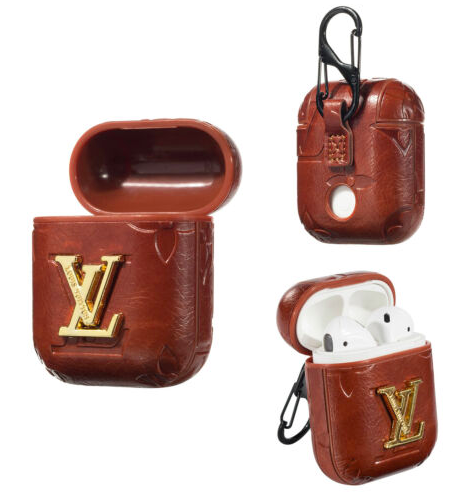 LV Style Leather ShockProof Case for Apple Airpods 1 & 2