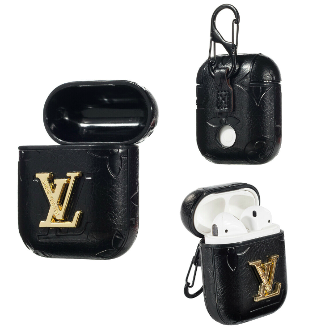 LV Style Leather ShockProof Case for Apple Airpods 1 & 2