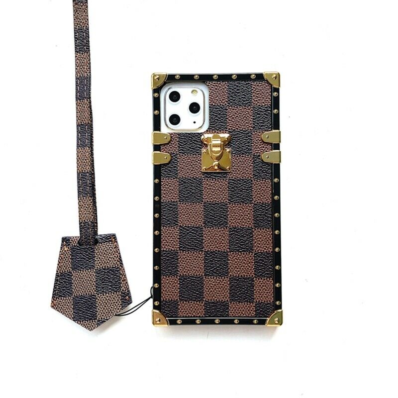 Brown Checkered Trunk iPhone Case with Lanyard